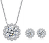 Platonic GRA Certified Frosted Halo Round Cut Silver 1ct Moissanite Pendant Set with 1ct Earrings
