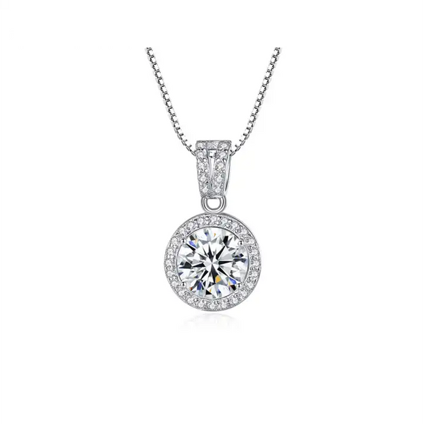 Platonic 1 ct Shimmer & Shine Silver Moissanite Pendant, GRA Certified, Free Chain