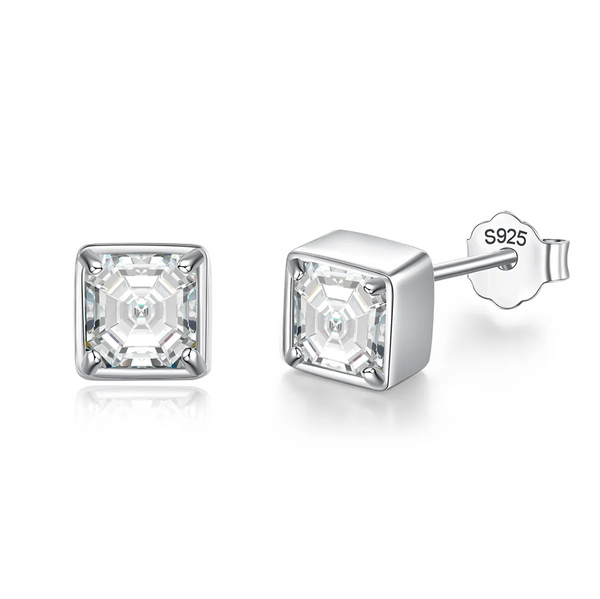 Platonic 0.5 ct Radiant Asscher Moissanite Stud Earrings for Men - Single Piece