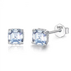 Platonic 1 ct Shimmer Square Moissanite Stud Earrings; Sterling Silver; GRA certified