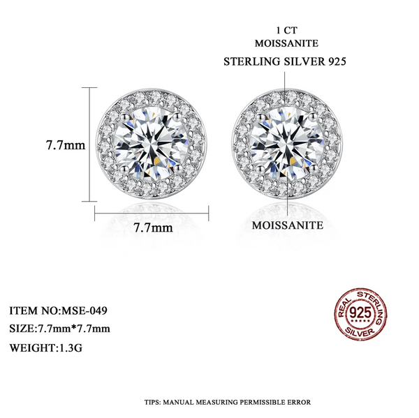 Platonic 1 - 4 ct Halo Bliss Solitaire Studs Moissanite Earrings