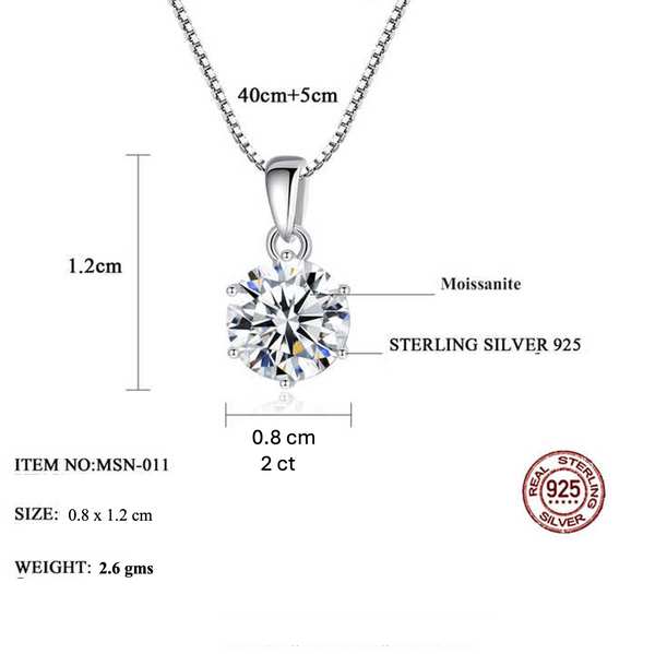 Platonic 1 - 2 ct Eternal Spark Sterling Silver Moissanite Pendant