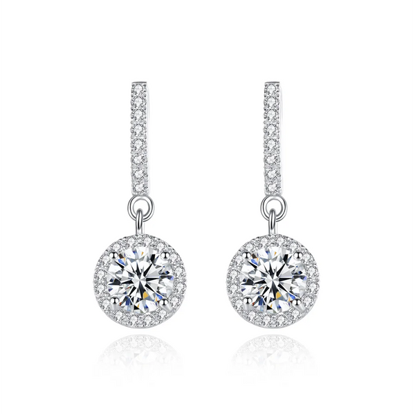 Platonic 1 ct Twinkle Drop Dangles Moissanite Earrings; GRA certified; S925 Sterling Silver