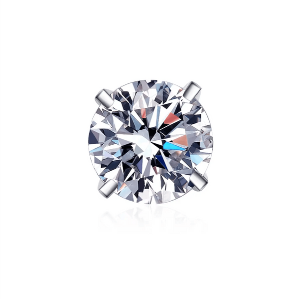 Platonic 0.3 - 2 ct Single Piece Luminous Luxe Round Moissanite Stud Earrings for Men; D VVS1