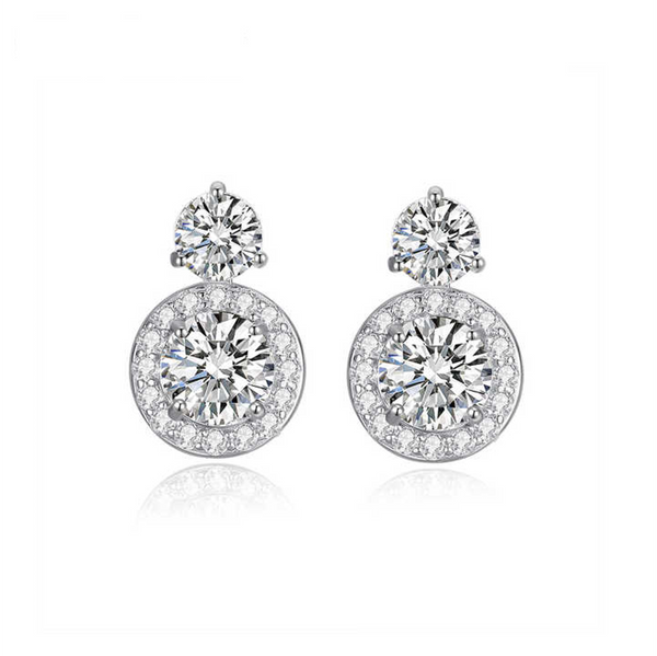 Platonic 3 ct Round Moissanite Drop Studs