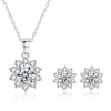 PlatonicSparkle Round Silver Moissanite Pendant and Earrings