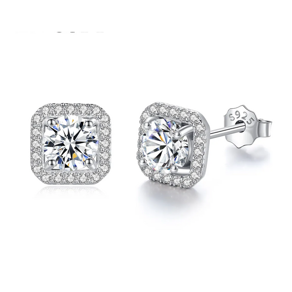 Platonic 1 ct Glimmer Square Moissanite Studs