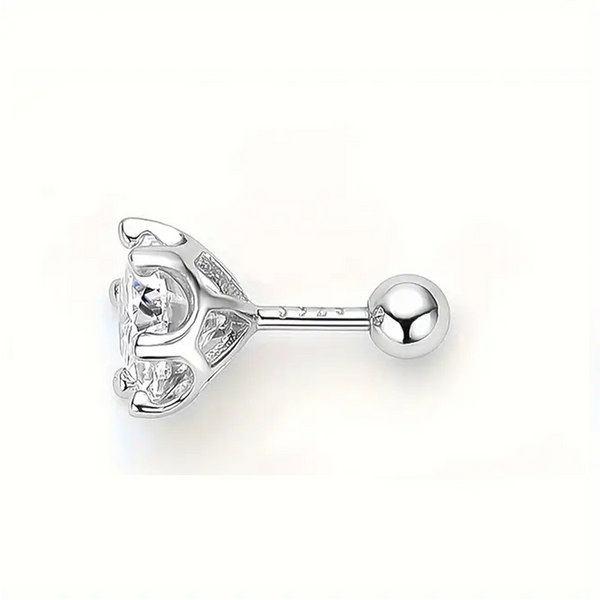 Platonic 0.5 - 1 ct Single Piece Round Radiant Sterling Silver Moissanite Stud Earrings for Men; GRA Certified; D VVS1; Screw Back