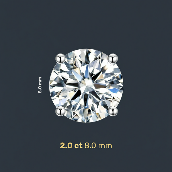 Platonic 2 ct Solitaire Round Cut Moissanite Stud Earrings D/VVS1