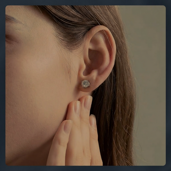 Platonic 1 - 2 ct Solitaire Round Cut Moissanite Stud Earrings D/VVS1