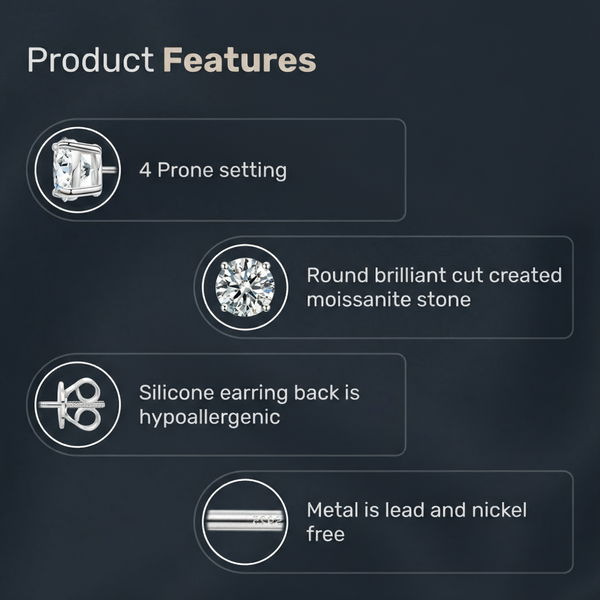 Platonic 0.4 - 4 ct Luminous Luxe Round Moissanite Stud Earrings