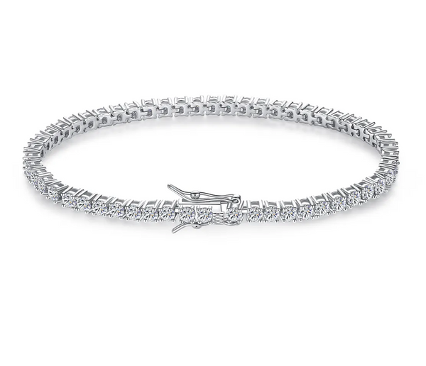 Platonic 3 mm Femme Iced 925 Sterling Silver Tennis Moissanite Bracelet