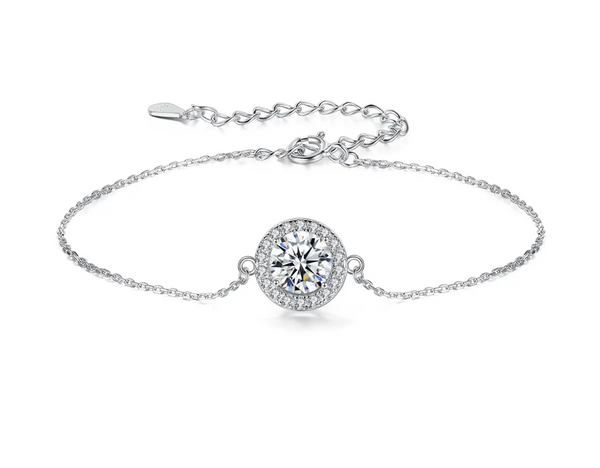 Platonic 1 ct Designer Charm 925 Sterling Silver Moissanite Bracelet