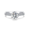 Solitaire Round Moissanite Five Rows Pave Engagement Ring