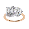 Platonic Radiant and Round solitaire toi et moi ring