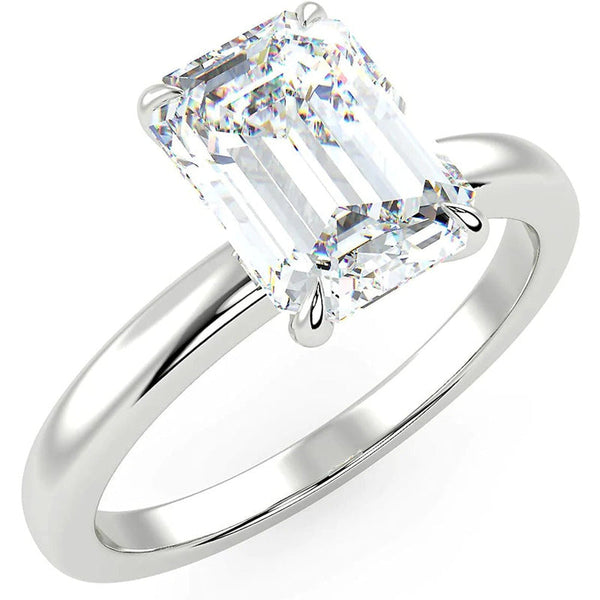 Platonic Harriet Couture Emerald Cut Rhodium Plated Sterling Silver Ring