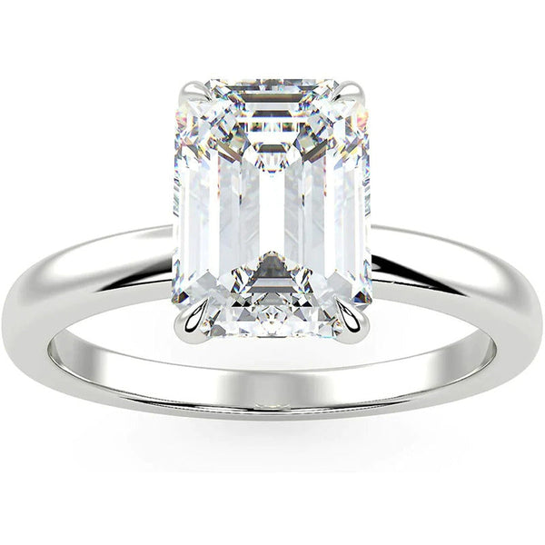 Platonic Harriet Couture Emerald Cut Rhodium Plated Sterling Silver Ring