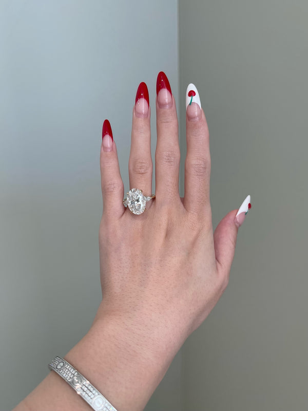 Platonic Crushed Ice Hybrid Oval Cut Moissanite 4-Prong w/ Pear Shape Moissanite Hidden Halo Solitaire Cathedral Engagement Ring