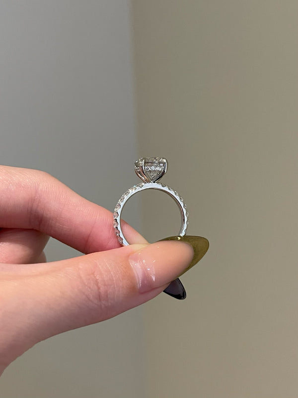 Platonic Radiant Iridescent Moissanite Solitaire