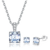 Platonic GRA Certified Radiant Royale Asscher Cut Silver Moissanite Pendant Set