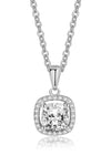 Platonic Brie Cushion Cut Moissanite Pendant in Sterling Silver With Rhodium Plating