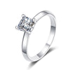 Platonic Rosalind Princess Cut Solitaire Moissanite Ring in Sterling Silver with Platinum Coating