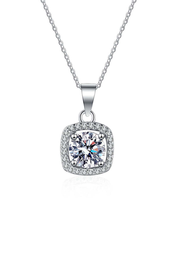 Platonic Ava Moissanite Pendant in Sterling Silver With Rhodium Plating
