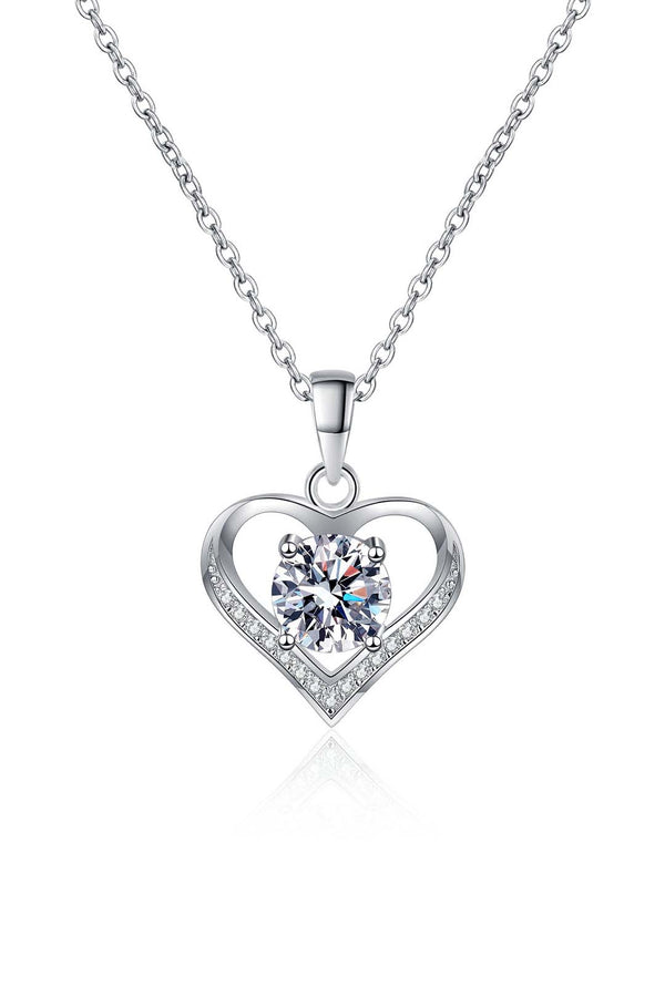 Platonic Quinn Moissanite Pendant in Sterling Silver With Rhodium Plating