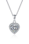 Platonic Willow Heart Cut Moissanite Pendant in Sterling Silver With Rhodium Plating