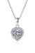 Platonic Willow Heart Cut Moissanite Pendant in Sterling Silver With Rhodium Plating