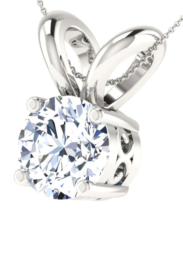 Platonic Brilliance Round Cut Moissanite Pendant in Sterling Silver With Rhodium Plating
