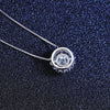 Platonic 1 ct Moissanite Halo Pendant Necklace;Sterling Silver 925; D VVS1