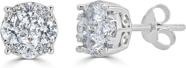 Platonic 1 - 2 ct Solitaire Round Cut Moissanite Stud Earrings D/VVS1