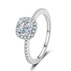 Platonic Cordelia Cushion Cut Solitaire Moissanite Ring in Sterling Silver with Platinum Coating