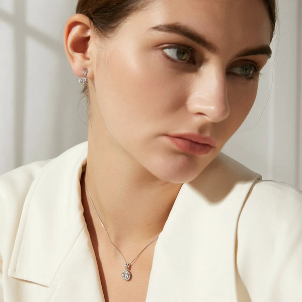 Platonic 1 ct Shimmer & Shine Silver Moissanite Pendant, GRA Certified, Free Chain