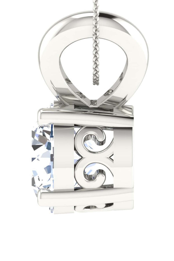 Platonic Brilliance Round Cut Moissanite Pendant in Sterling Silver With Rhodium Plating