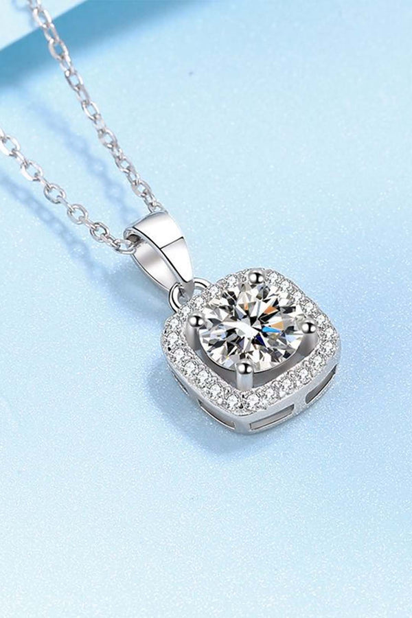Platonic Ava Moissanite Pendant in Sterling Silver With Rhodium Plating