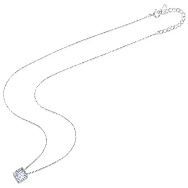Platonic 1 ct Timeless Brilliance Asscher Cut Silver Moissanite Pendant