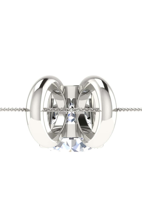 Platonic Brilliance Round Cut Moissanite Pendant in Sterling Silver With Rhodium Plating