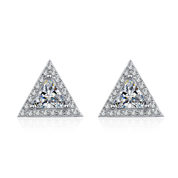 Platonic 1ct / pair Trisparkle Radiance Moissanite Stud Earrings; GRA Certified; D VVS1