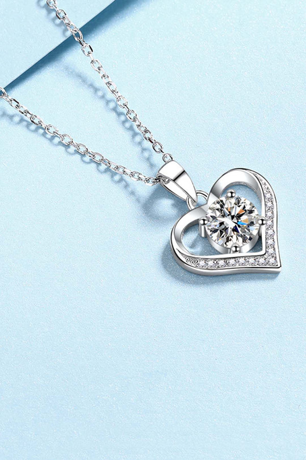 Platonic Quinn Moissanite Pendant in Sterling Silver With Rhodium Plating
