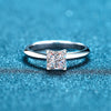 Platonic Rosalind Princess Cut Solitaire Moissanite Ring in Sterling Silver with Platinum Coating