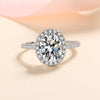 Platonic Harriet Oval Cut Solitaire Moissanite Ring in Sterling Silver with Platinum Coating