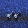 Platonic 1 ct Shimmer Square Moissanite Stud Earrings; Sterling Silver; GRA certified