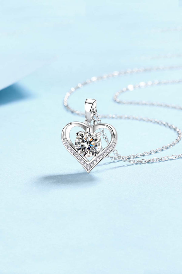 Platonic Quinn Moissanite Pendant in Sterling Silver With Rhodium Plating