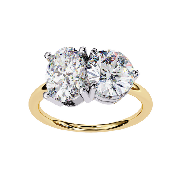 Platonic Oval and Round solitaire toi et moi ring
