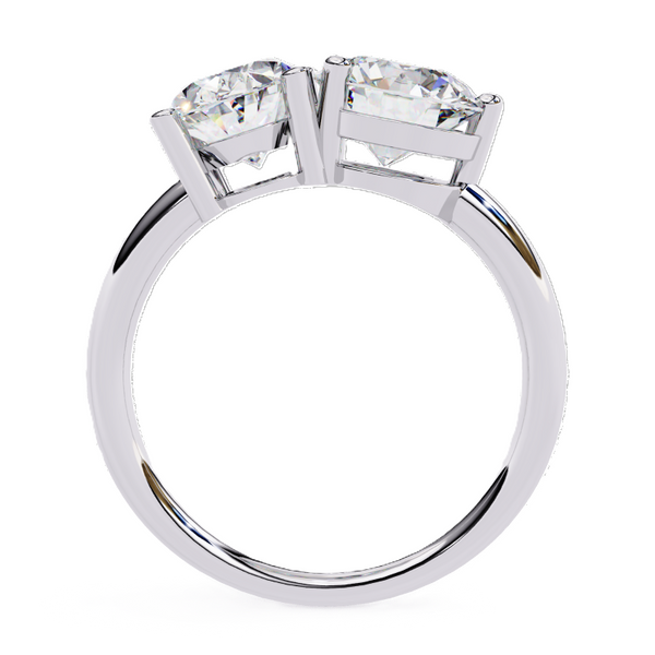 Platonic Oval and Round solitaire toi et moi ring