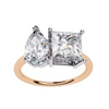 Platonic Pear and Princess solitaire toi et moi ring