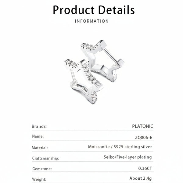 Platonic 0.36 ct Star Moissanite Hoop Earrings D/VVS1