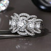 Exquisite Five Stone Round Moissanite Multi-Row Crossover Pave Engagement Ring - Dazzling Sparkle & Timeless Elegance